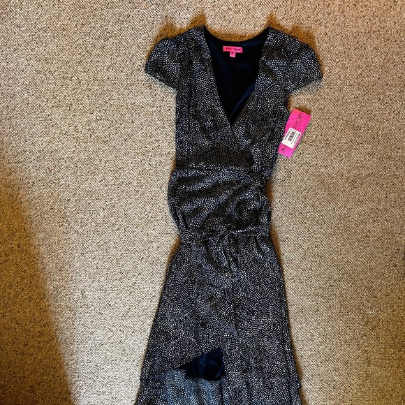Betsey Johnson Dresses & Skirts - NWT Betsey Johnson Constellations High Low Wrap Dress Size 8 Blue Sparkle